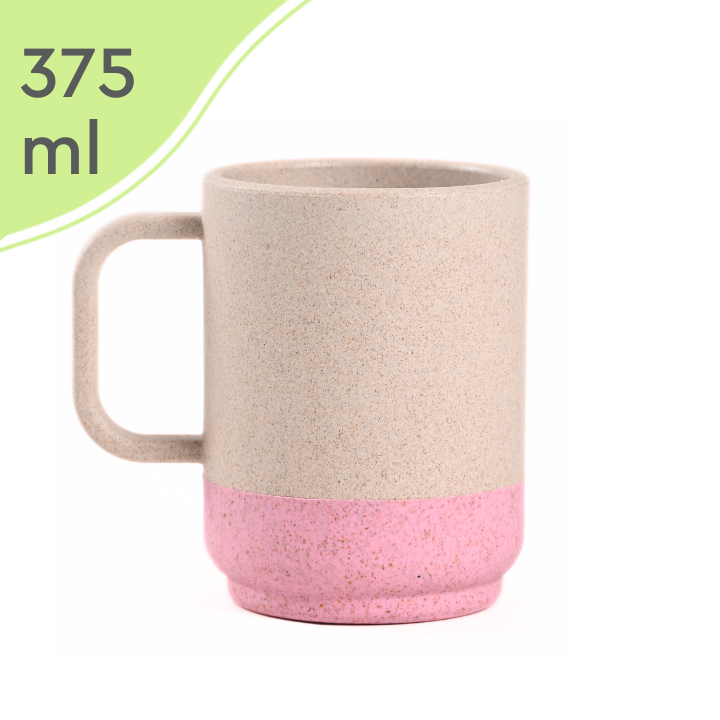 Coffee Mug with Anti-Skid Base – 375 ml (Pink)